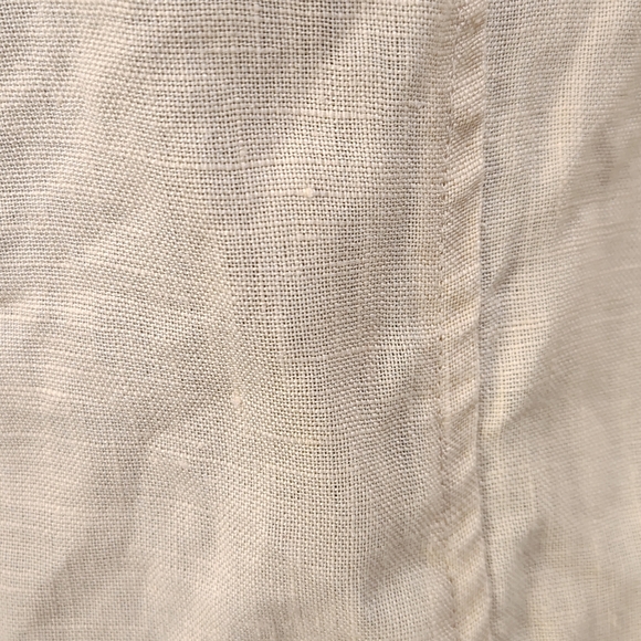 Tracy M Beige 100% Linen 3/4 Button Down With Crochet Accents - Picture 5 of 10